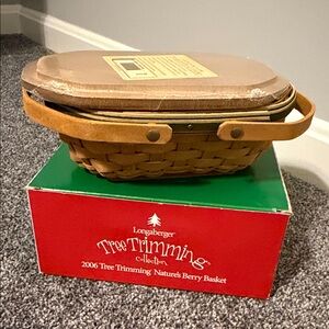 Longaberger Tan and Brown Basket with Lid
